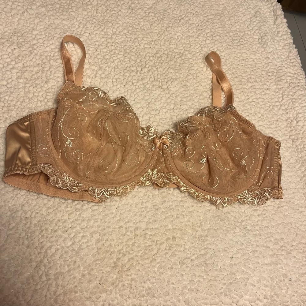 Deyllo 40DD / 40E Minimizer Lace Underwire Full Coverage Unlined Bra